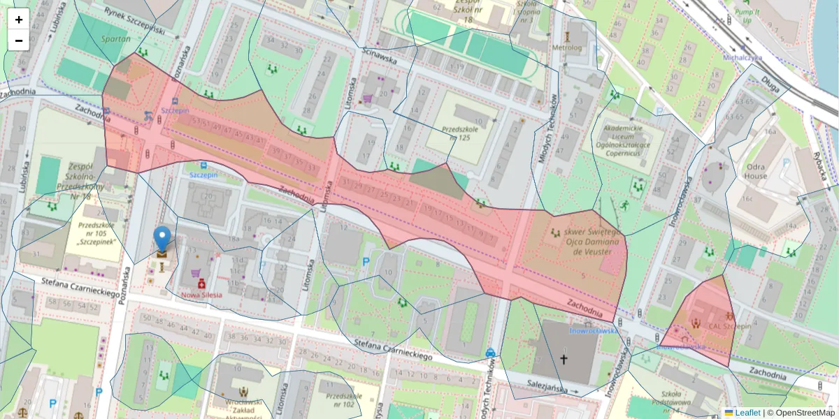 Szczegółowa mapa kodu pocztowego 53-643 z granicami, sąsiednimi kodami pocztowymi i urzędami pocztowymi