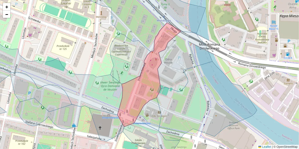 Szczegółowa mapa kodu pocztowego 53-649 z granicami, sąsiednimi kodami pocztowymi i urzędami pocztowymi