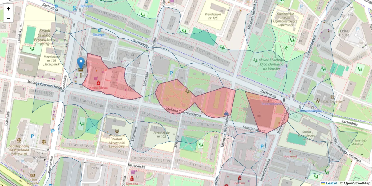 Szczegółowa mapa kodu pocztowego 53-650 z granicami, sąsiednimi kodami pocztowymi i urzędami pocztowymi