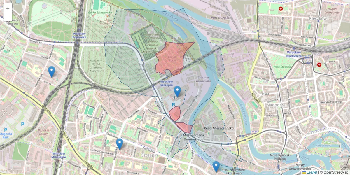 Szczegółowa mapa kodu pocztowego 53-657 z granicami, sąsiednimi kodami pocztowymi i urzędami pocztowymi