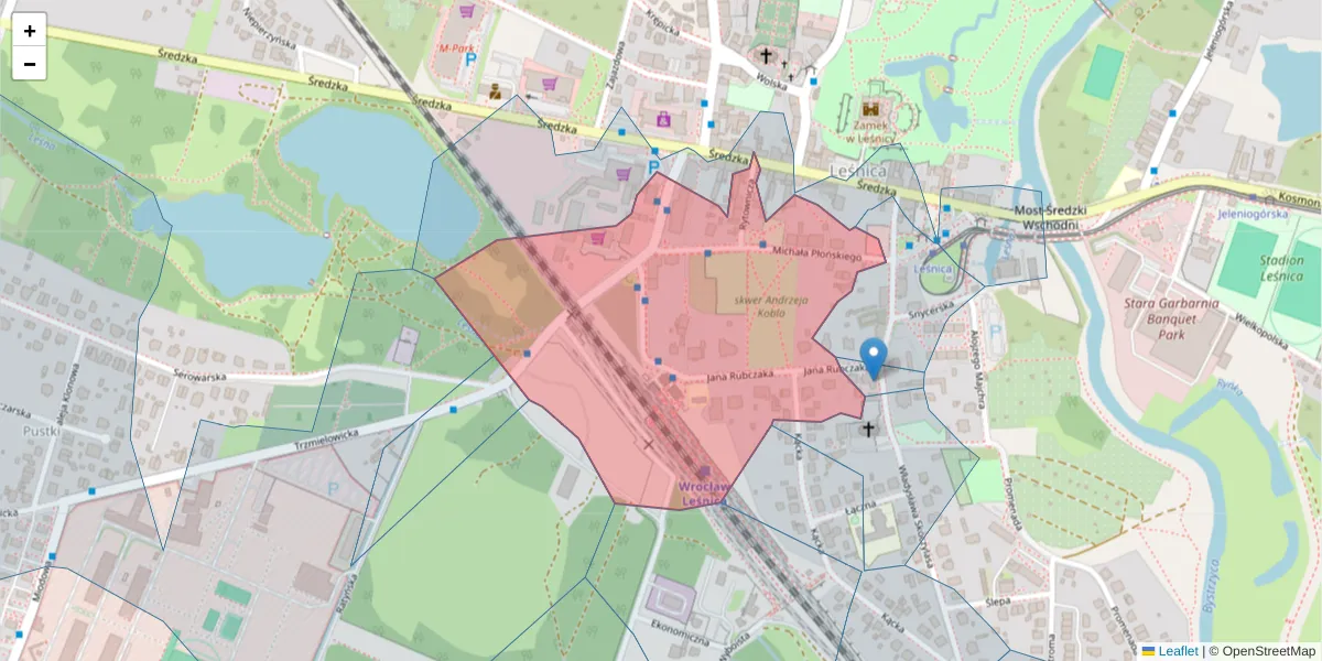 Szczegółowa mapa kodu pocztowego 54-002 z granicami, sąsiednimi kodami pocztowymi i urzędami pocztowymi