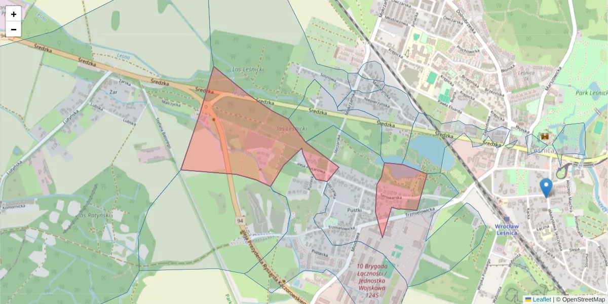 Szczegółowa mapa kodu pocztowego 54-009 z granicami, sąsiednimi kodami pocztowymi i urzędami pocztowymi