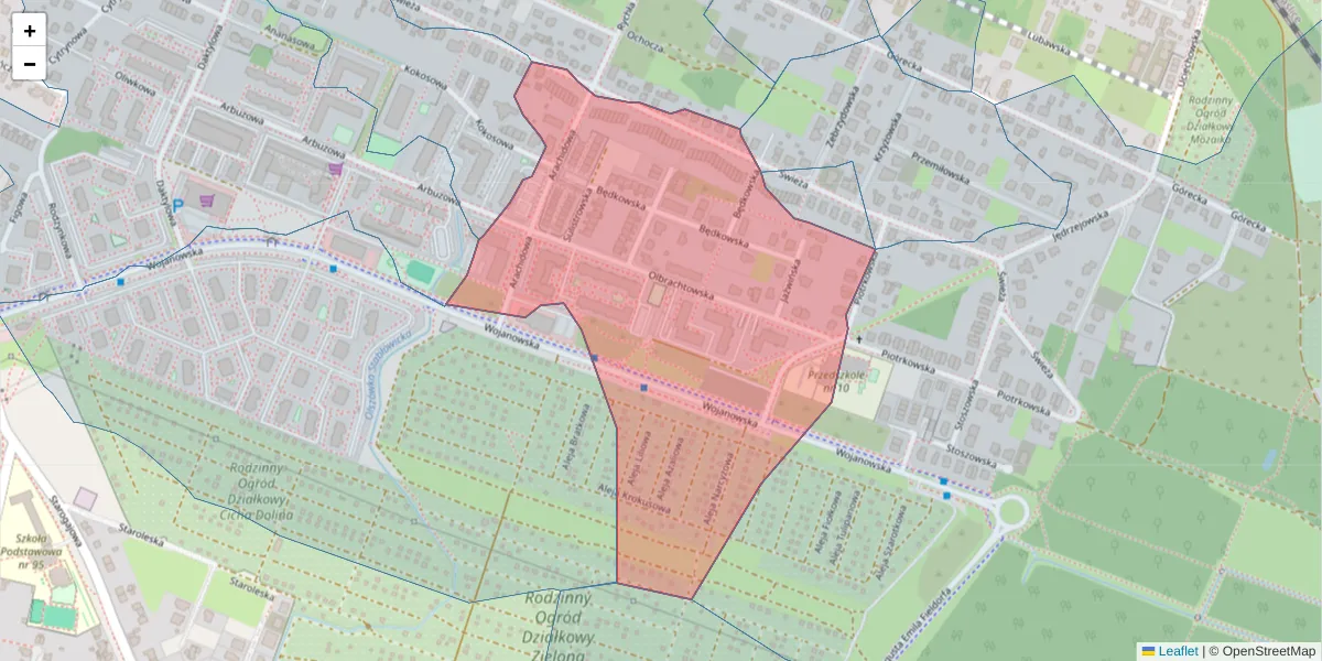 Szczegółowa mapa kodu pocztowego 54-063 z granicami, sąsiednimi kodami pocztowymi i urzędami pocztowymi
