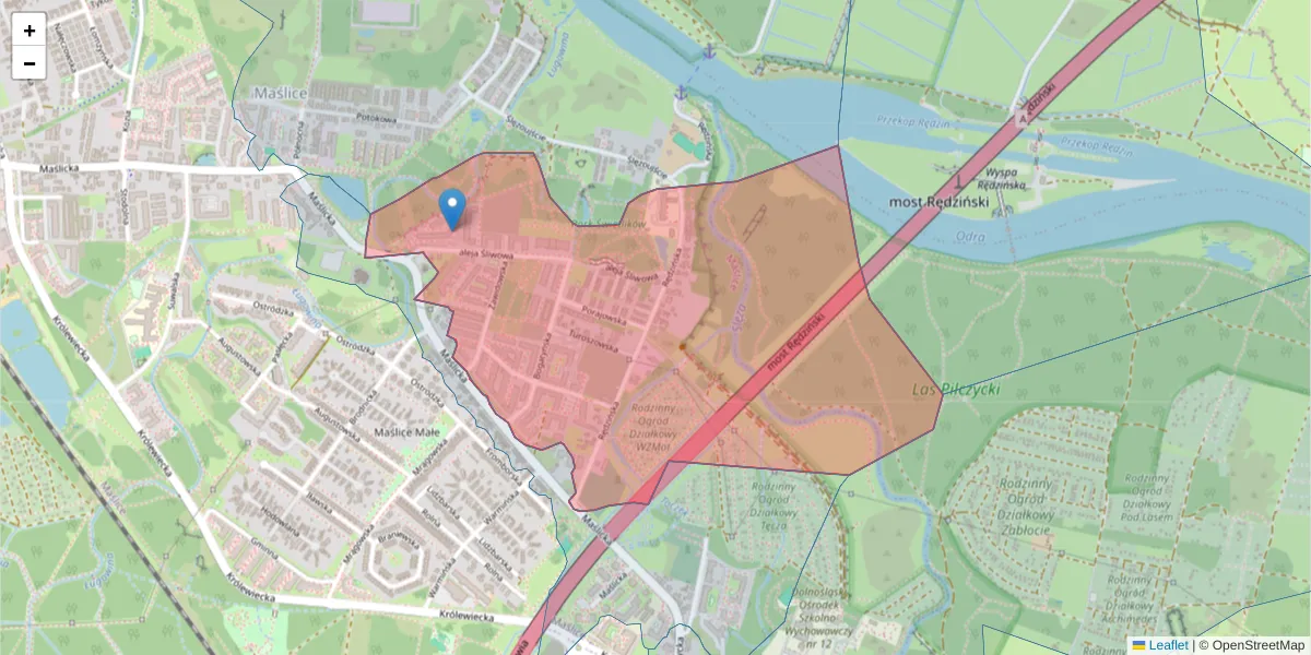 Szczegółowa mapa kodu pocztowego 54-106 z granicami, sąsiednimi kodami pocztowymi i urzędami pocztowymi
