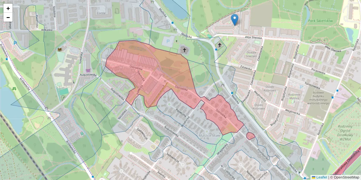 Szczegółowa mapa kodu pocztowego 54-116 z granicami, sąsiednimi kodami pocztowymi i urzędami pocztowymi