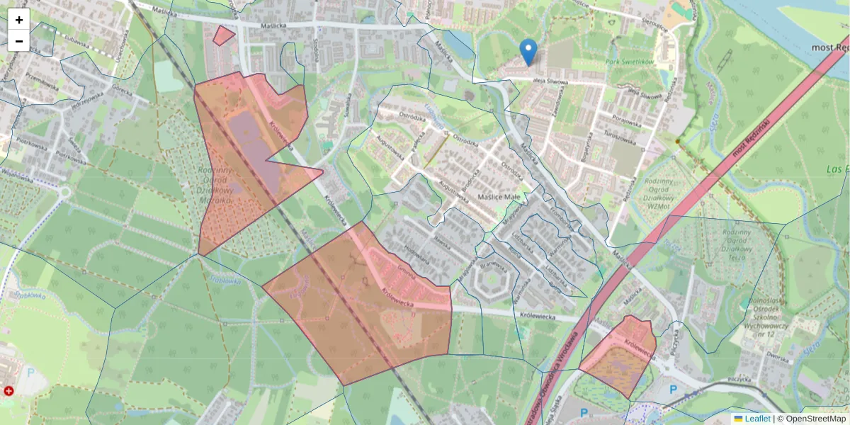 Szczegółowa mapa kodu pocztowego 54-117 z granicami, sąsiednimi kodami pocztowymi i urzędami pocztowymi