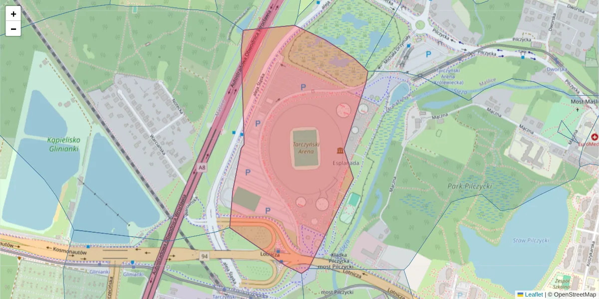 Szczegółowa mapa kodu pocztowego 54-118 z granicami, sąsiednimi kodami pocztowymi i urzędami pocztowymi