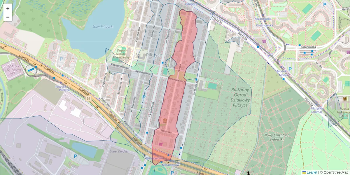 Szczegółowa mapa kodu pocztowego 54-138 z granicami, sąsiednimi kodami pocztowymi i urzędami pocztowymi