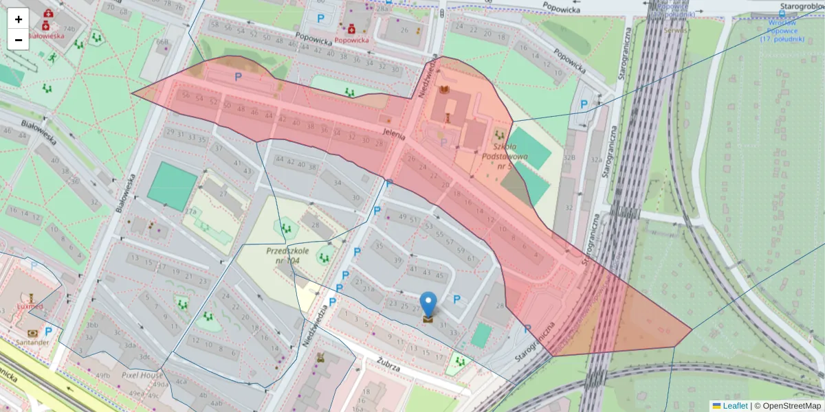 Szczegółowa mapa kodu pocztowego 54-242 z granicami, sąsiednimi kodami pocztowymi i urzędami pocztowymi