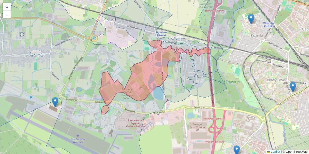 Szczegółowa mapa kodu pocztowego 54-512 z granicami, sąsiednimi kodami pocztowymi i urzędami pocztowymi
