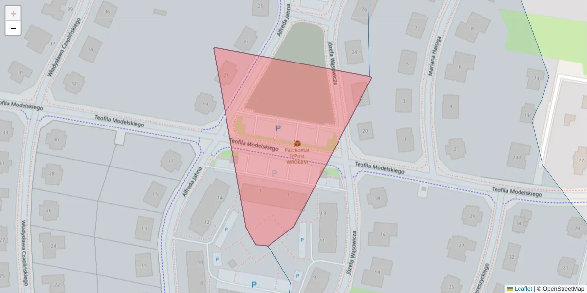 Szczegółowa mapa kodu pocztowego 54-702 z granicami, sąsiednimi kodami pocztowymi i urzędami pocztowymi