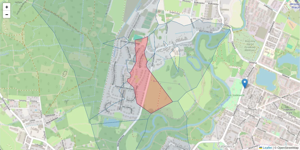 Szczegółowa mapa kodu pocztowego 54-704 z granicami, sąsiednimi kodami pocztowymi i urzędami pocztowymi