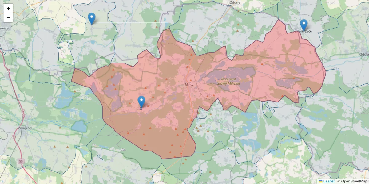 Szczegółowa mapa kodu pocztowego 56-300 z granicami, sąsiednimi kodami pocztowymi i urzędami pocztowymi