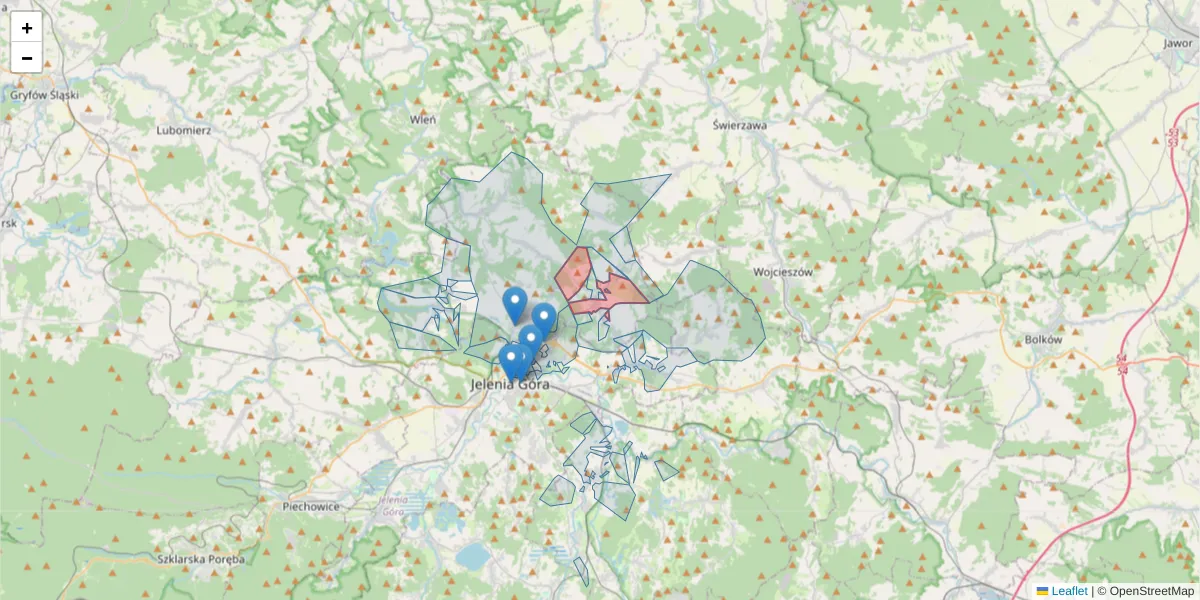 Szczegółowa mapa kodu pocztowego 58-513 z granicami, sąsiednimi kodami pocztowymi i urzędami pocztowymi