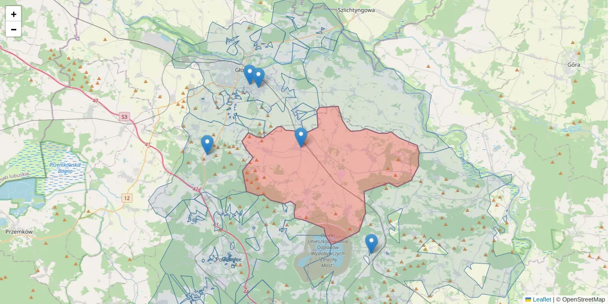 Szczegółowa mapa kodu pocztowego 59-150 z granicami, sąsiednimi kodami pocztowymi i urzędami pocztowymi