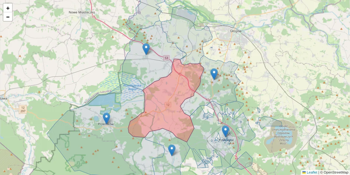 Szczegółowa mapa kodu pocztowego 59-160 z granicami, sąsiednimi kodami pocztowymi i urzędami pocztowymi