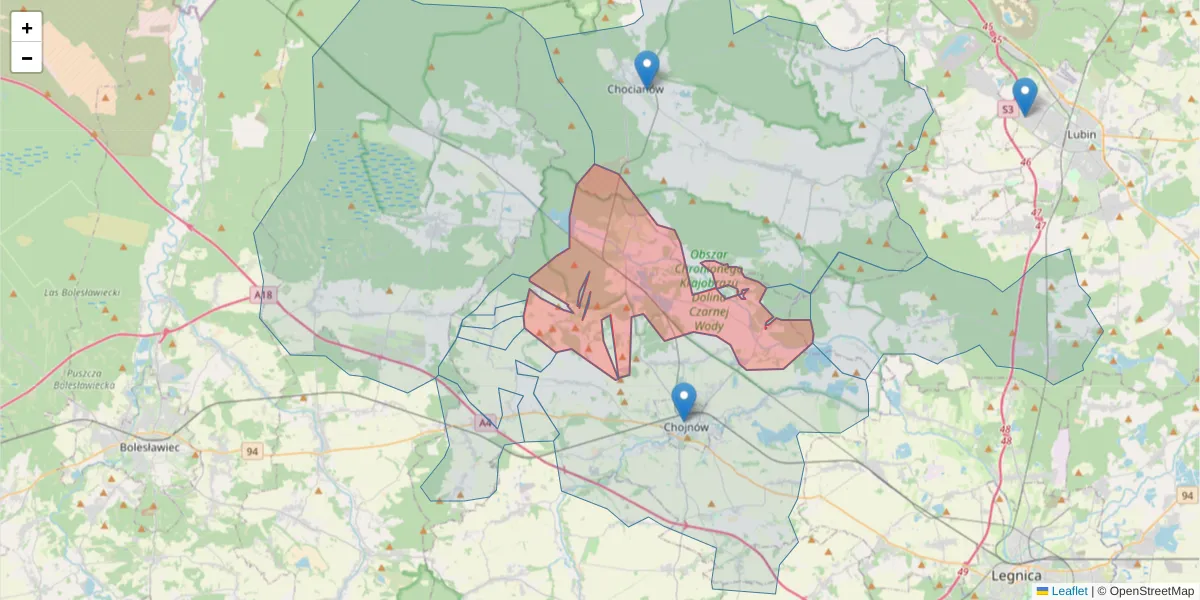 Szczegółowa mapa kodu pocztowego 59-226 z granicami, sąsiednimi kodami pocztowymi i urzędami pocztowymi