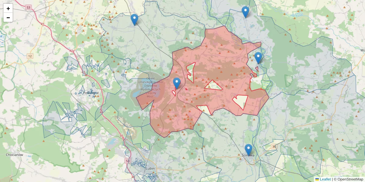 Szczegółowa mapa kodu pocztowego 59-305 z granicami, sąsiednimi kodami pocztowymi i urzędami pocztowymi