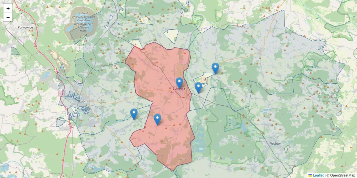 Szczegółowa mapa kodu pocztowego 59-330 z granicami, sąsiednimi kodami pocztowymi i urzędami pocztowymi