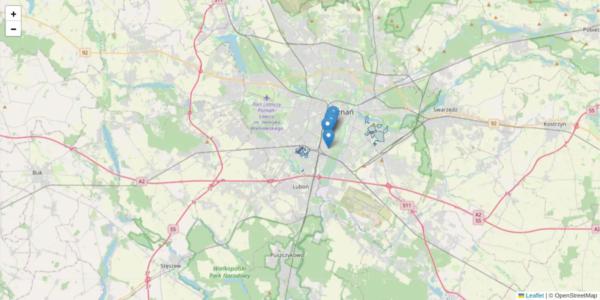Szczegółowa mapa kodu pocztowego 60-112 z granicami, sąsiednimi kodami pocztowymi i urzędami pocztowymi