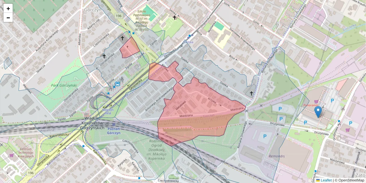 Szczegółowa mapa kodu pocztowego 60-118 z granicami, sąsiednimi kodami pocztowymi i urzędami pocztowymi