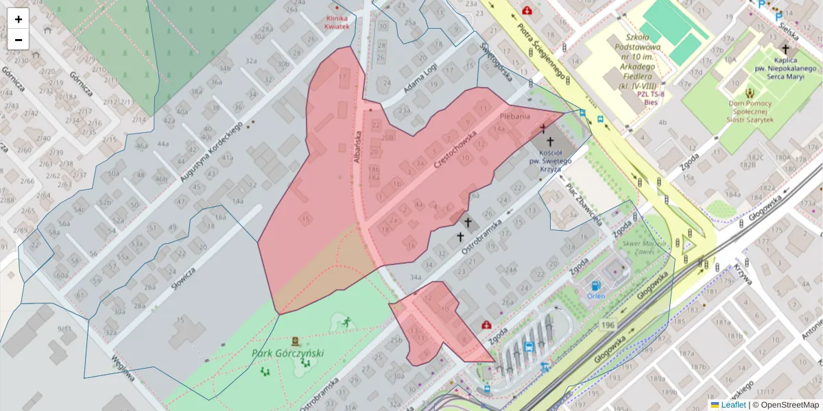 Szczegółowa mapa kodu pocztowego 60-123 z granicami, sąsiednimi kodami pocztowymi i urzędami pocztowymi