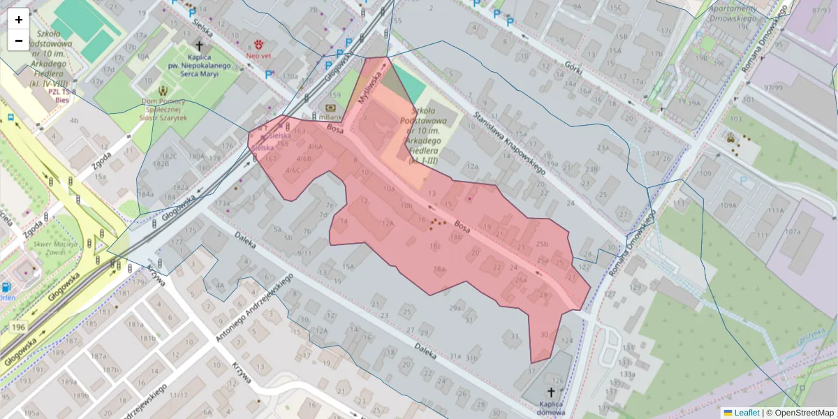 Szczegółowa mapa kodu pocztowego 60-125 z granicami, sąsiednimi kodami pocztowymi i urzędami pocztowymi