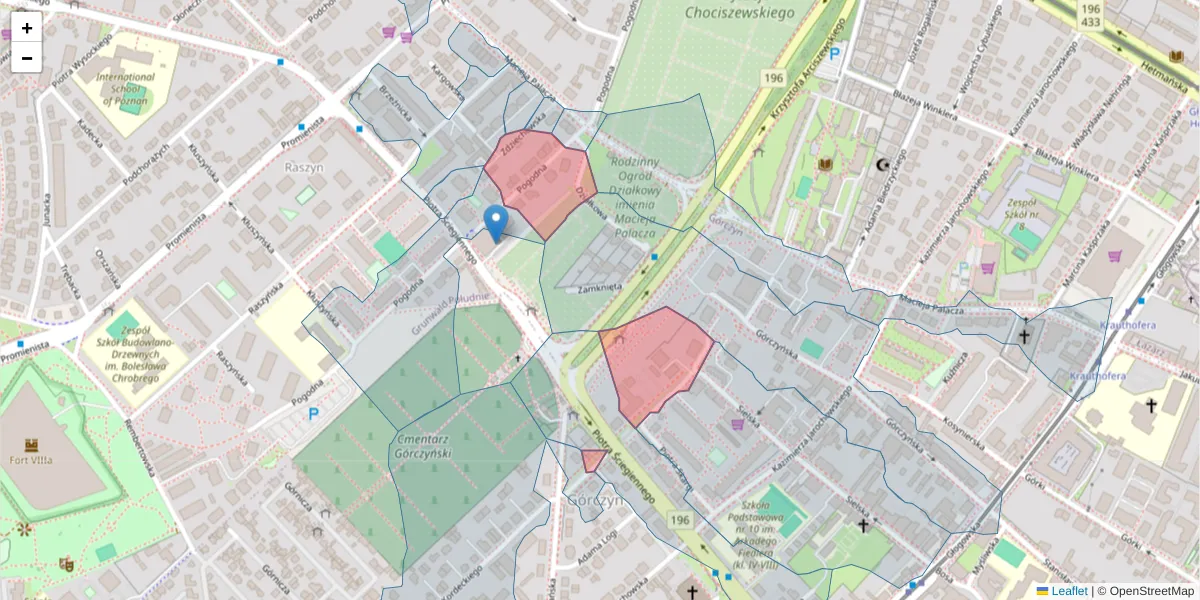 Szczegółowa mapa kodu pocztowego 60-131 z granicami, sąsiednimi kodami pocztowymi i urzędami pocztowymi