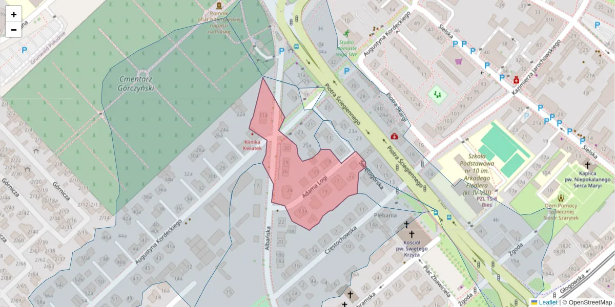 Szczegółowa mapa kodu pocztowego 60-134 z granicami, sąsiednimi kodami pocztowymi i urzędami pocztowymi