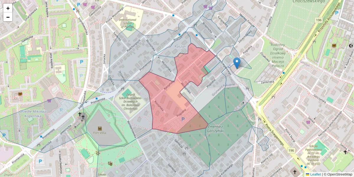 Szczegółowa mapa kodu pocztowego 60-135 z granicami, sąsiednimi kodami pocztowymi i urzędami pocztowymi