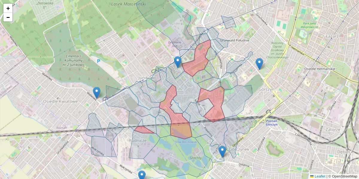 Szczegółowa mapa kodu pocztowego 60-161 z granicami, sąsiednimi kodami pocztowymi i urzędami pocztowymi