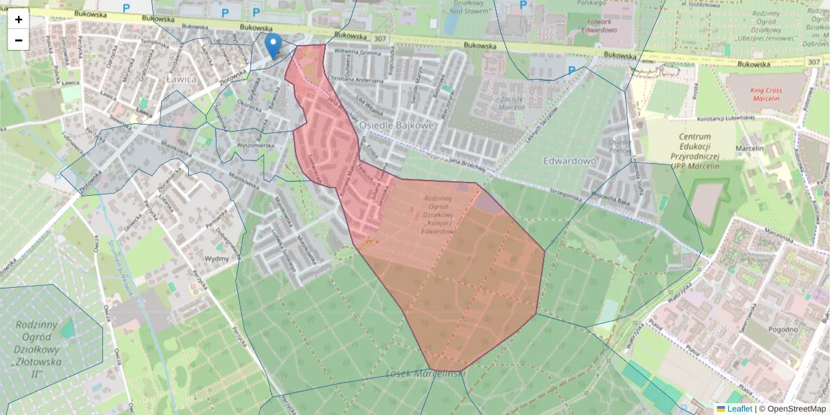 Szczegółowa mapa kodu pocztowego 60-195 z granicami, sąsiednimi kodami pocztowymi i urzędami pocztowymi
