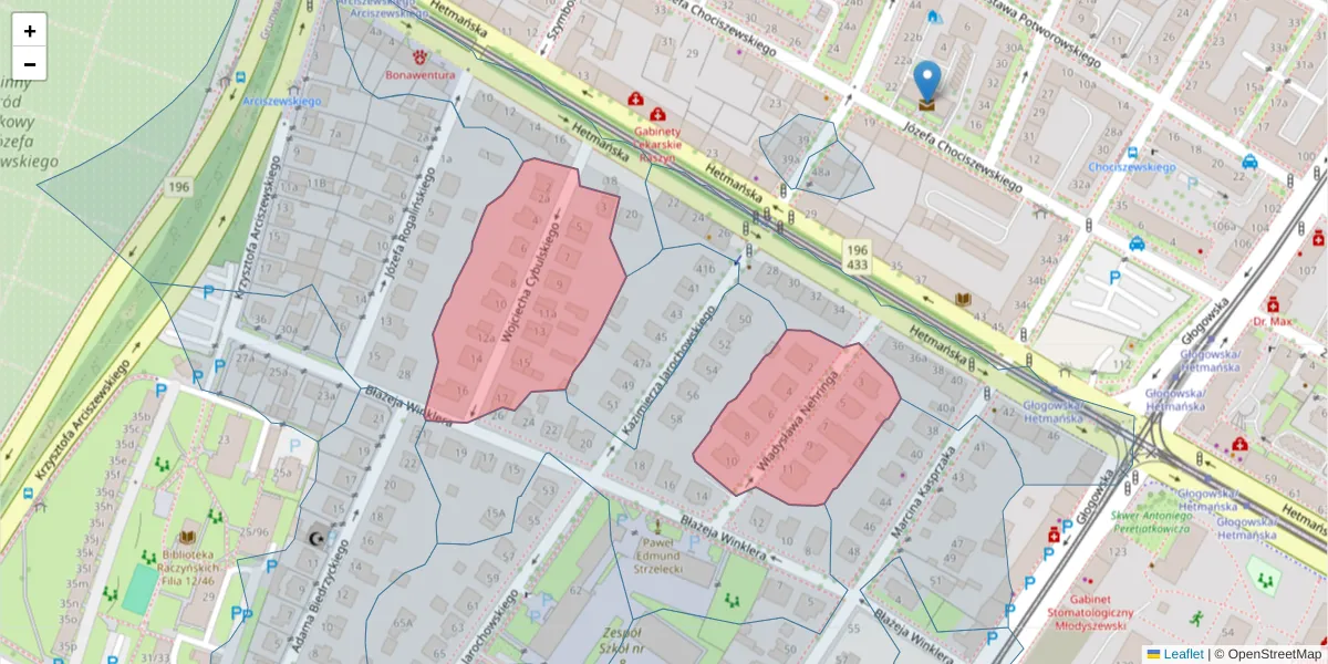 Szczegółowa mapa kodu pocztowego 60-247 z granicami, sąsiednimi kodami pocztowymi i urzędami pocztowymi