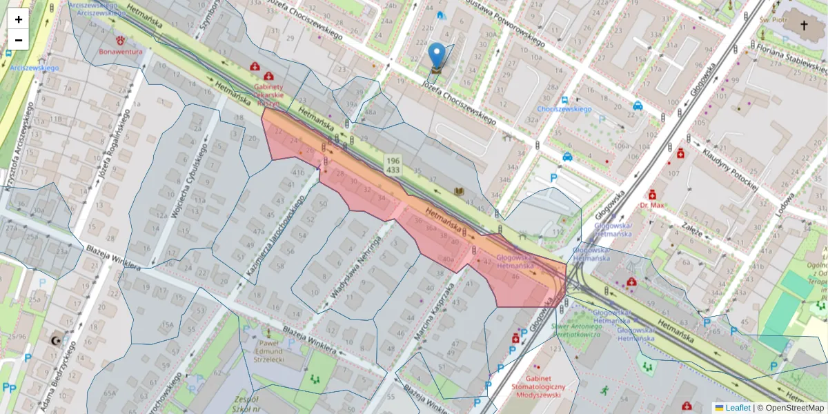 Szczegółowa mapa kodu pocztowego 60-252 z granicami, sąsiednimi kodami pocztowymi i urzędami pocztowymi