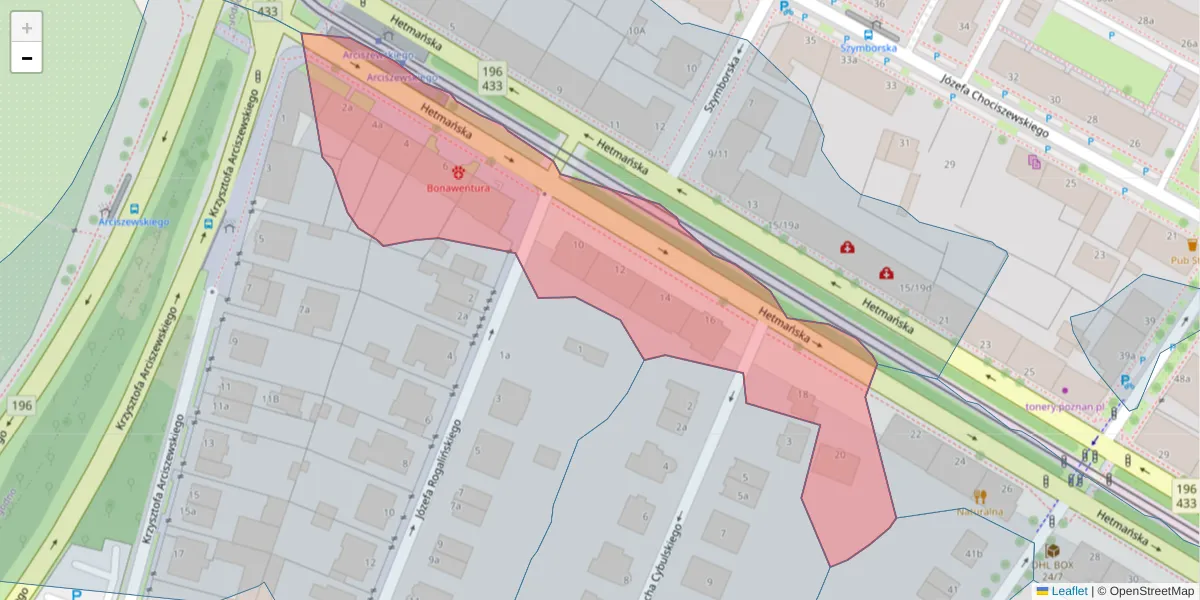 Szczegółowa mapa kodu pocztowego 60-253 z granicami, sąsiednimi kodami pocztowymi i urzędami pocztowymi