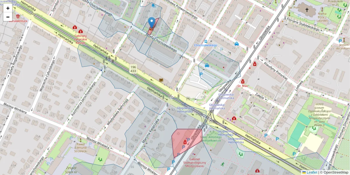 Szczegółowa mapa kodu pocztowego 60-260 z granicami, sąsiednimi kodami pocztowymi i urzędami pocztowymi