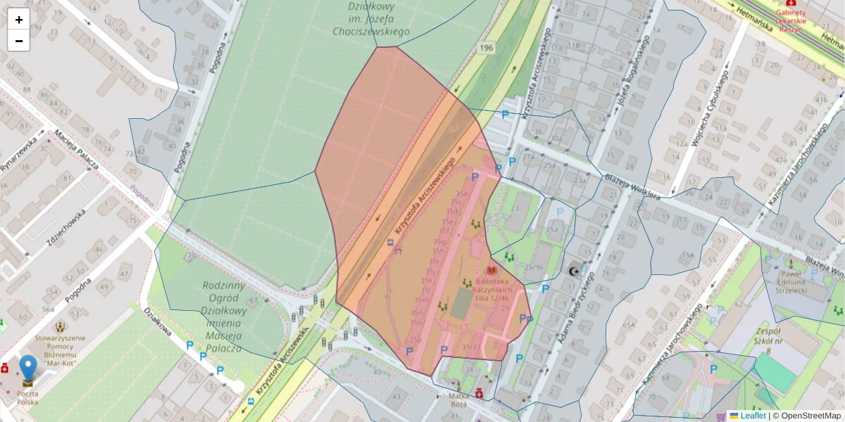 Szczegółowa mapa kodu pocztowego 60-271 z granicami, sąsiednimi kodami pocztowymi i urzędami pocztowymi