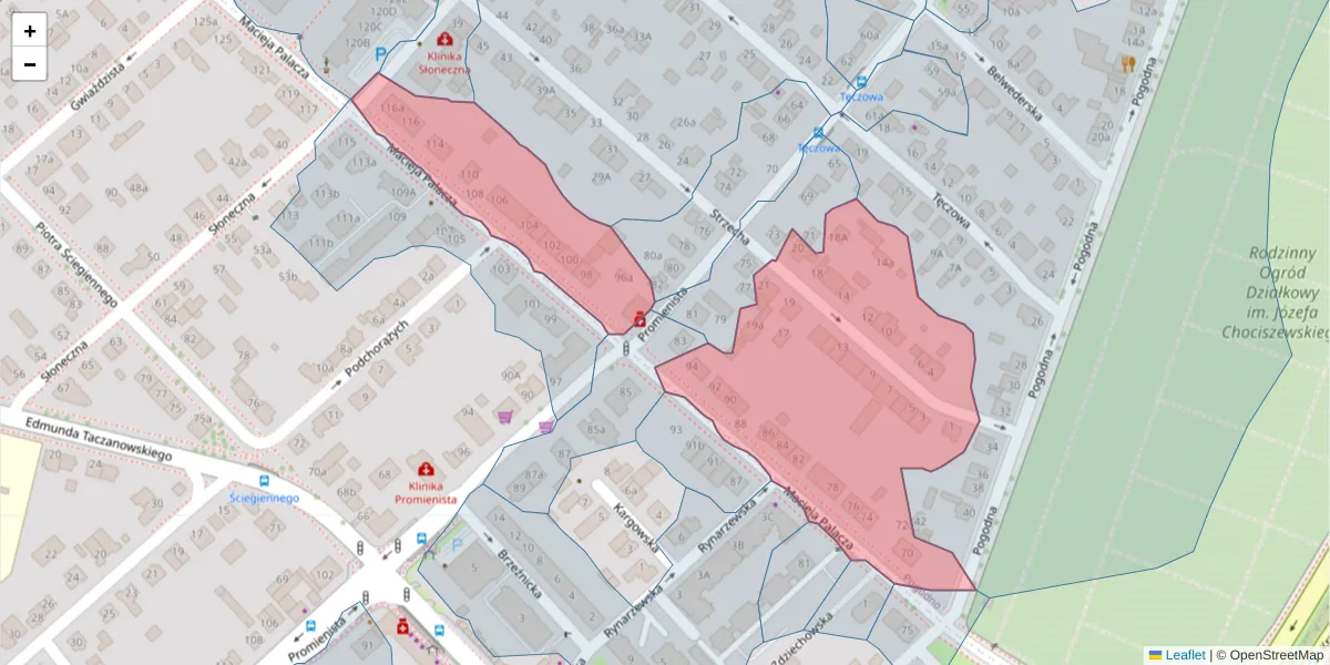 Szczegółowa mapa kodu pocztowego 60-274 z granicami, sąsiednimi kodami pocztowymi i urzędami pocztowymi