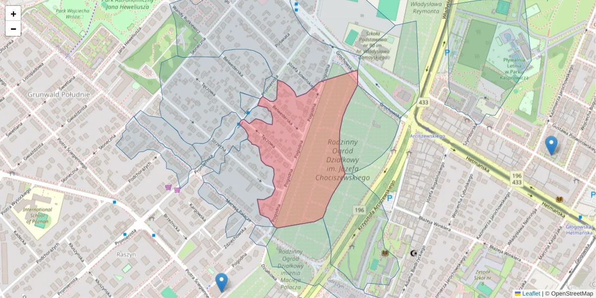 Szczegółowa mapa kodu pocztowego 60-275 z granicami, sąsiednimi kodami pocztowymi i urzędami pocztowymi