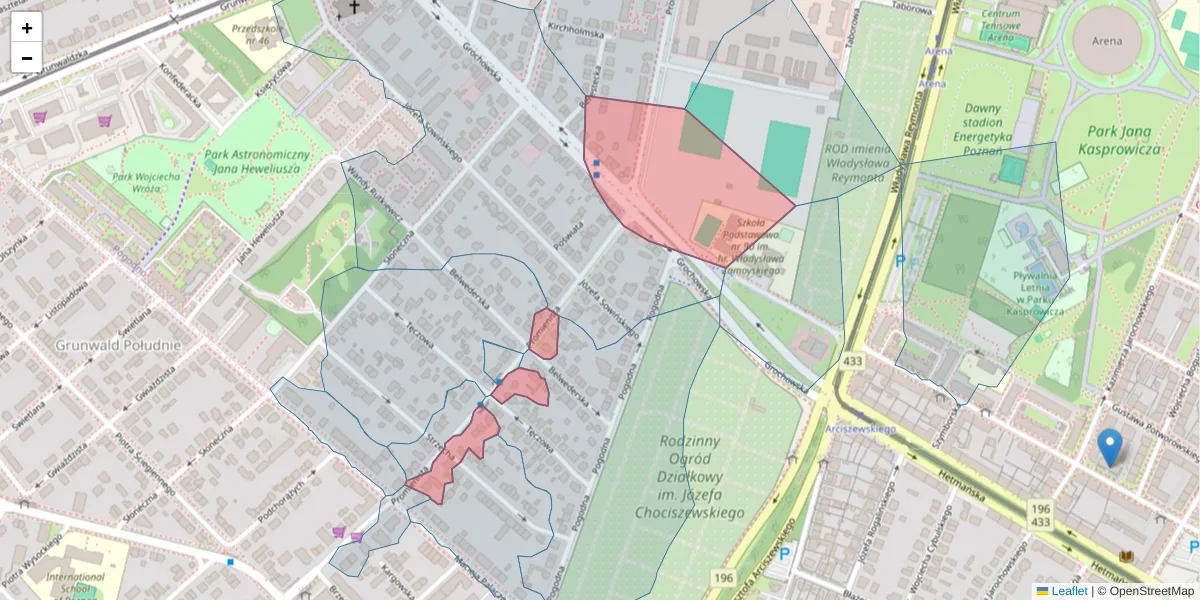 Szczegółowa mapa kodu pocztowego 60-276 z granicami, sąsiednimi kodami pocztowymi i urzędami pocztowymi