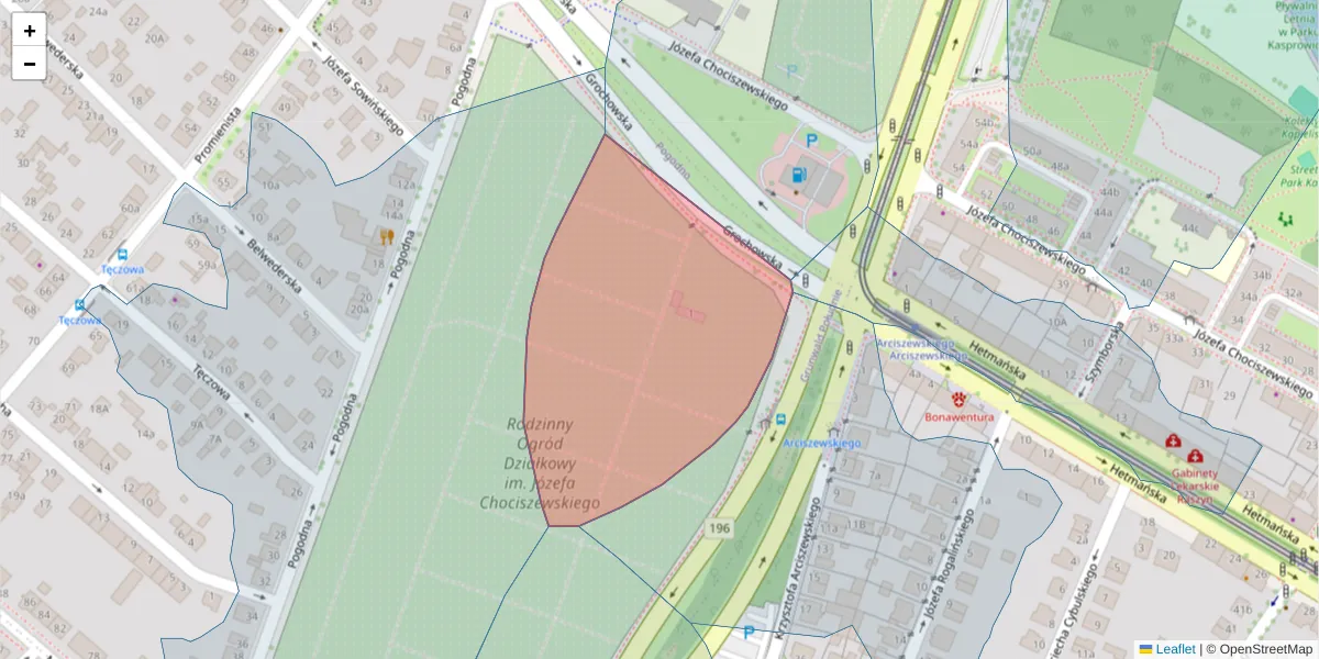 Szczegółowa mapa kodu pocztowego 60-277 z granicami, sąsiednimi kodami pocztowymi i urzędami pocztowymi