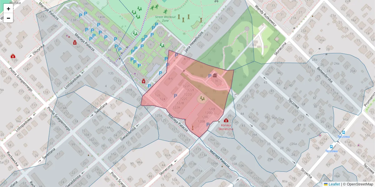 Szczegółowa mapa kodu pocztowego 60-278 z granicami, sąsiednimi kodami pocztowymi i urzędami pocztowymi