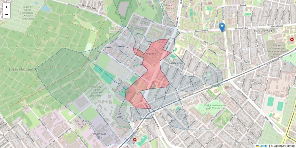Szczegółowa mapa kodu pocztowego 60-320 z granicami, sąsiednimi kodami pocztowymi i urzędami pocztowymi