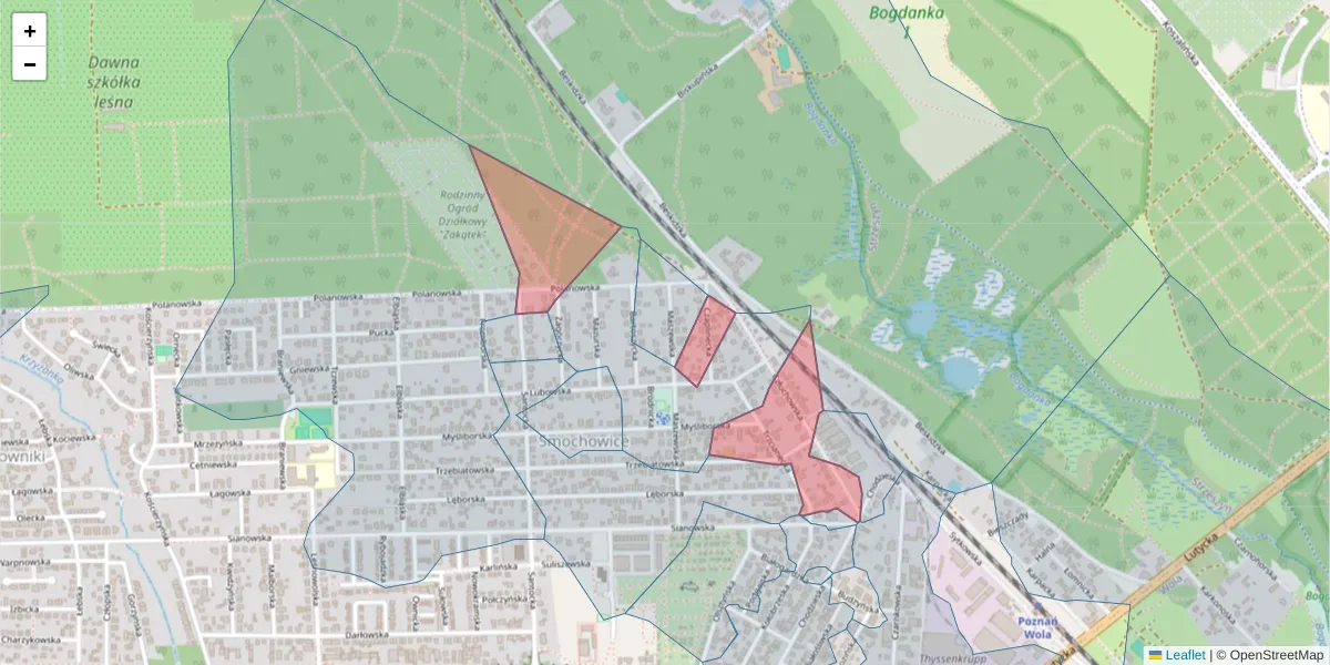 Szczegółowa mapa kodu pocztowego 60-434 z granicami, sąsiednimi kodami pocztowymi i urzędami pocztowymi