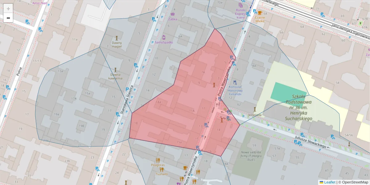 Szczegółowa mapa kodu pocztowego 60-506 z granicami, sąsiednimi kodami pocztowymi i urzędami pocztowymi