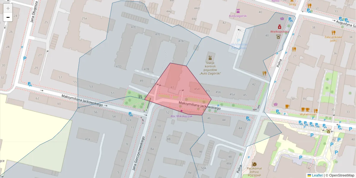 Szczegółowa mapa kodu pocztowego 60-513 z granicami, sąsiednimi kodami pocztowymi i urzędami pocztowymi