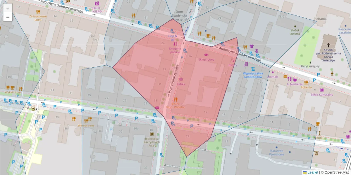 Szczegółowa mapa kodu pocztowego 60-517 z granicami, sąsiednimi kodami pocztowymi i urzędami pocztowymi