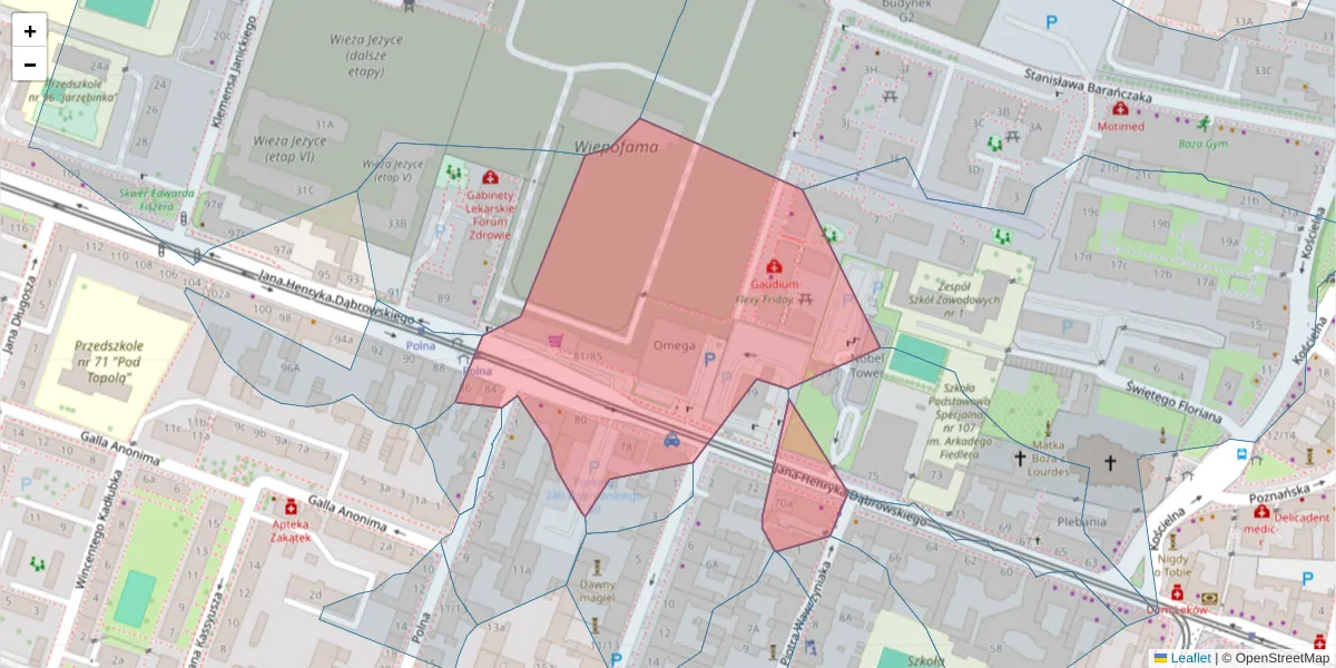 Szczegółowa mapa kodu pocztowego 60-529 z granicami, sąsiednimi kodami pocztowymi i urzędami pocztowymi