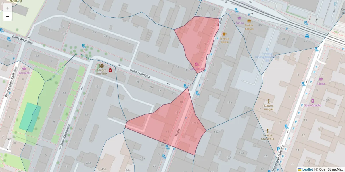 Szczegółowa mapa kodu pocztowego 60-534 z granicami, sąsiednimi kodami pocztowymi i urzędami pocztowymi