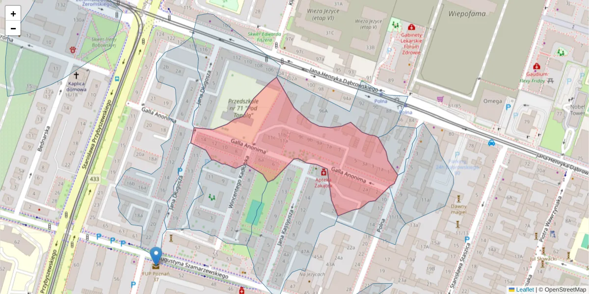 Szczegółowa mapa kodu pocztowego 60-547 z granicami, sąsiednimi kodami pocztowymi i urzędami pocztowymi